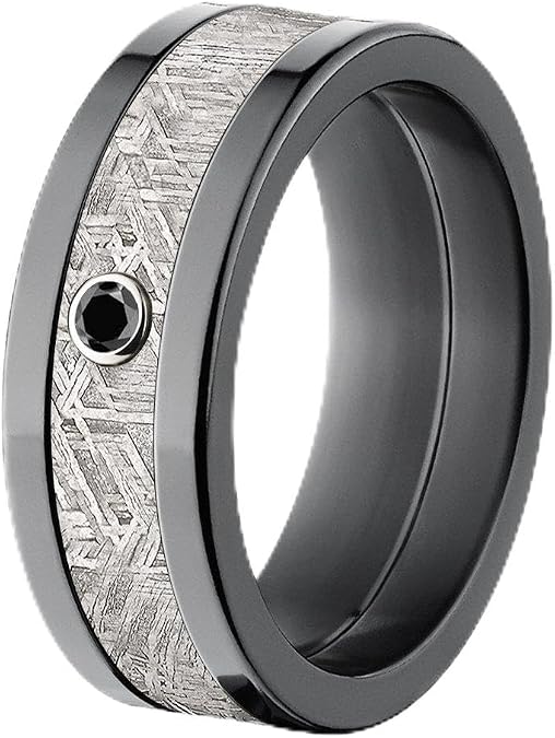 The Jewelry Source Meteorite Rings, Black Diamond Meteorite Wedding Rings