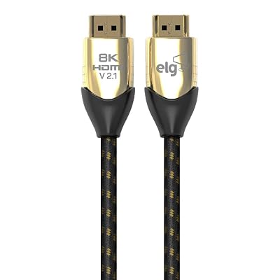 ELG 8K Certified HDMI Cable 2.1 48Gbps 6.6FT2M,Ultra High Speed 8K@60Hz,4K@120Hz,144Hz,24K Gold,eARC,Ethernet,VRR,TrueHD,DTS-X,Dolby Atmos-TV,Laptop,Gaming Monitor