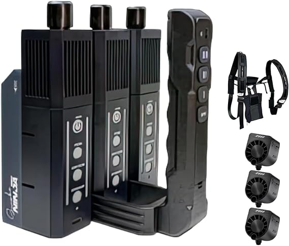 PMI SmokeNINJA PRO TRIDENT KIT Portable Fog Machine, Bundle with Vest 1500W Output, 3 Minutes Single Burst Output 3x Faster Recovery USB-C Control for Photography, Outdoor Events, Parties, Halloween