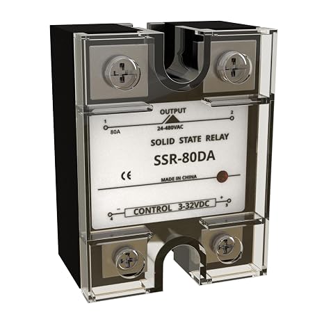Single Phase Semi-Conductor Relay Module SSR-80DA,Control 3-32V DC Load 24-480V AC,SSR Switches