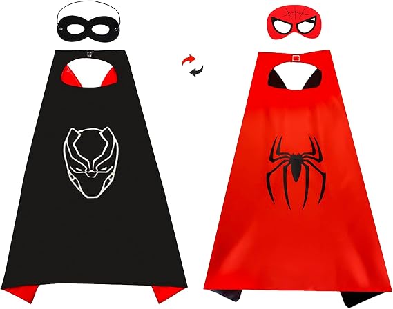 Kids Superhero Cape Mask Set - Hero Costume Fancy Dress Cosplay - Party Dress Up Supplies for Boys & Girls