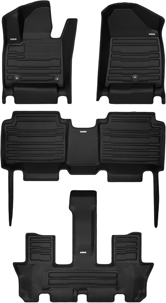 TuxMat - for Hyundai Sante Fe 6-Seater Hybrid 2024-2027 Models - Custom Car Mats - Maximum Coverage, All Weather, Laser Measured - This Full Set Includes 1st, 2nd and 3rd Rows