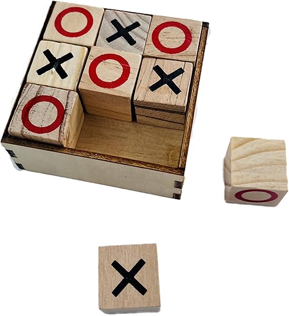 Wooden Tic Tac Toe Game, Made of Wood, Perfect for Two Players in The Family, Many Styles to Choose from! (Box Set 1)