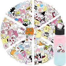 100PCS Kawaii Sanrio Stickers Kids Stickers Pack Cute Cartoon Melody Kuromi Kitty Deals for Kids Girl Teens Waterproof Vinyl Water Bottles Laptop Sticker for Party Decor School Reword for Kid (SL100)