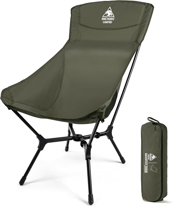 ONETIGRIS OasisFlex Camping Chair,High Back Folding Chair with Carry Bag