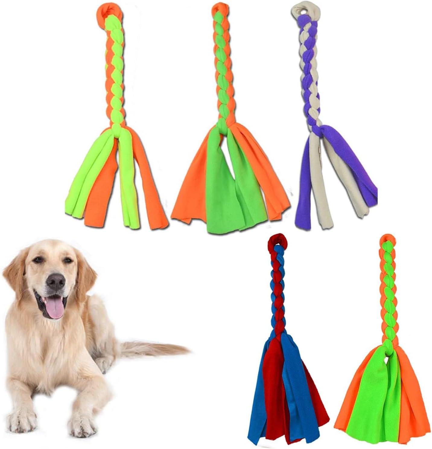 ASOCEA 5 Pack Dog Fleece Rope Toy for Dog Chase and Tug Pet Interactive Cotton Chew Toy Dog Tether Lure Toy Dog Flirt Pole Replacement Toys to Outdoor Exercise & Training for Small Medium Dogs