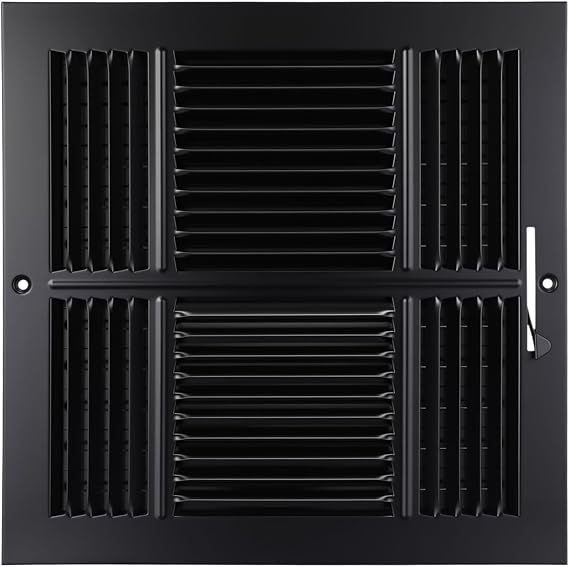 Pelopy 1 Pack Duct Opening Vent Covers for Ceiling, 12 * 12 Inch, Black