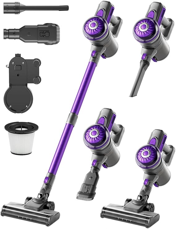 FUNCCUBE Cordless Vacuum Cleaner, Stick Vac Cleaners for Home with Tangle-Resistant,Up to 50 Minutes,Powerful Suction,Rechargeable,Lightweight,Handheld, Versatile for Carpet, Hard Floor, Pet Hair, S2