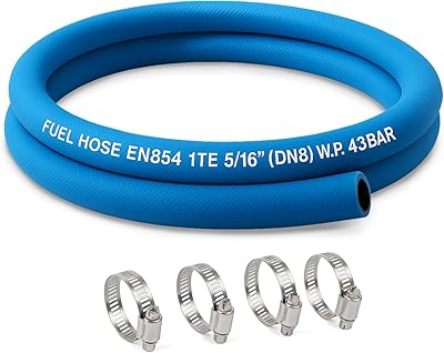 Blue Fuel Line Hose 5AN 516 5 Feet High Pressure Hose 2.8Mpa 400PSI 8mm 5FT for Fuel Systems Engines Tube Hose Blue Multiple Size Options Attached Hose Clamp