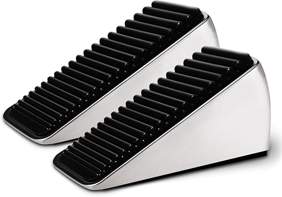 AIMAXINKE 2Pc Strongest Large Door Stop - Heavy Duty Tall Door Stop Wedge Door Stoppers for Bottom of Door, Tall up to 2.6In Doorstop Zinc Alloy and Silicone Made Suits Any Heavy Door Any Smooth Floor