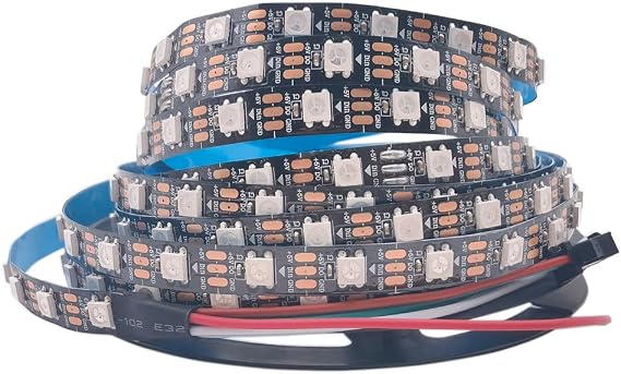 5V WS2812B Led Strip Individually Addressable 60 LEDs/m WS2812 Smart RGB Led Light 5M BlackPCB IP30 No Waterproof [Energy Class F]