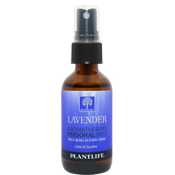 Plantlife Lavender Face and Body Mist, Multi-Use, All Skin Types, 2 oz | Face & body mist, hydrating aromatherapy spritz, refreshing, on-the-go, all skin types, amber spray bottle, use anytime