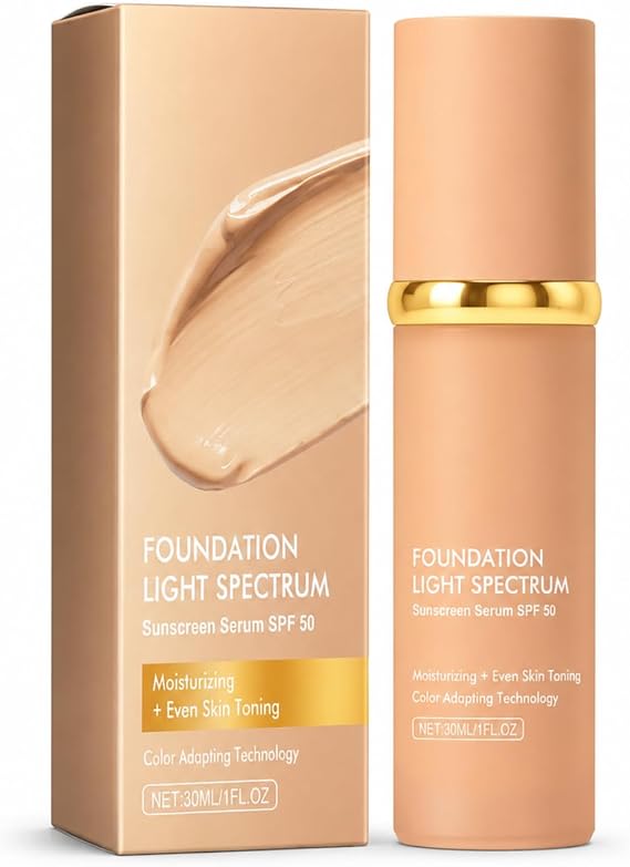 Colour Changing Foundation Medium Spectrum SPF 50+,Skin Tint Foundation for Mature Skin,4 in 1 Korean Colour Match Liquid Makeup,Full Coverage Concealer for Even-Looking Tone&Daily Hydrating Wear