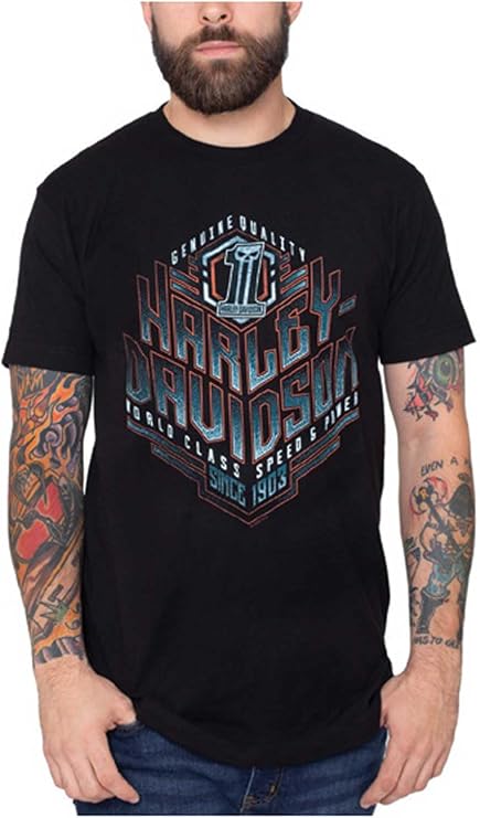 Harley-Davidson Men's Dark Ride Short Sleeve Crew-Neck Cotton T-Shirt - Black