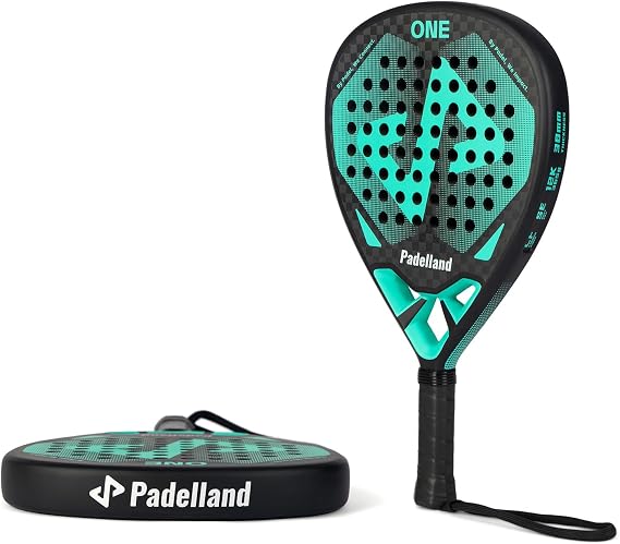 PADELLAND Padel Racket - Carbon Fiber Surface, Beginner & Intermediate-Friendly, Lightweight 0.8lb, Diamond Shape Control