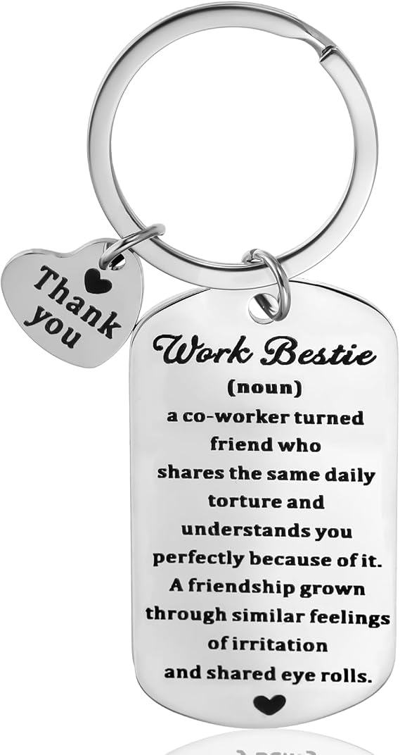 Funny Coworker Gifts for Women Men Work Bestie Keychain Coworker Going Away Leaving Farewell Goodbye Christmas Birthday Gifts for Co Worker Female Friend Work Friendship Retirement New Job Gift