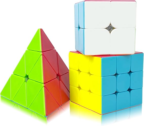Magic Cube Magic Cube 3 x 3 Set Speed Cube 2 x 2 + Pyramid 3-in-1 Various Playing Options Professional Smoothing Strong and Durable Exquisite Packaging Box Suitable for Gifts Children
