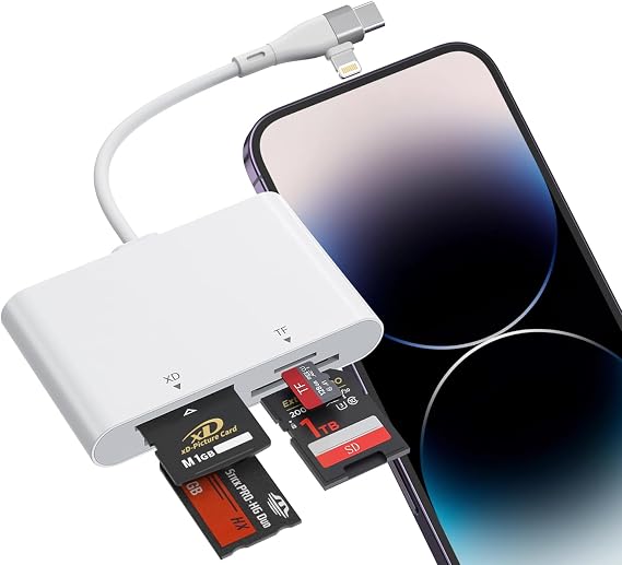 Memory Stick Pro Duo Adapter USB C/Lightning, 4 in 2 SD/MicroSD/MS/xD Card Reader for Sony Cybershot SD Card, Memory Stick Pro Duo Reader for iPhone17/16/14/Macbook/iPad/PC/Laptop/Windows/Linux