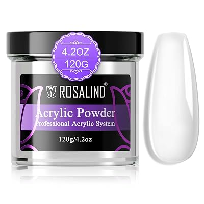 ROSALIND 120g4.23oz Clear Acrylic Nail Powder for Professional Extension - Polymer Powder for French Nail Carving, No Lamp Needed