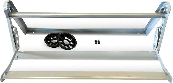 24" Wide Paper Roll Dispenser with Serrated Cutter, Desktop Paper Holder | Heavy Duty Paper Cutter, Made in USA Roll Holder, Versatile Use for Home, School, or Office, Compatible with Large Rolls