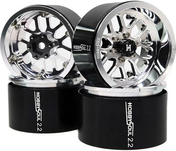 HOBBYSOUL RC 2.2 Beadlock Wheels 40mm Wide 4-Pack Fits TRX4 SCX10 Capra