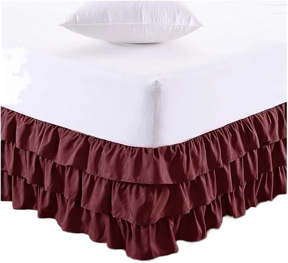 Bed Skirt,Valance Sheet Three Layers Ruffles Style Bed Skirt With Wrinkle And Fade Resistant Fabric-15 Inch(B,Twin 100x200x38cm)
