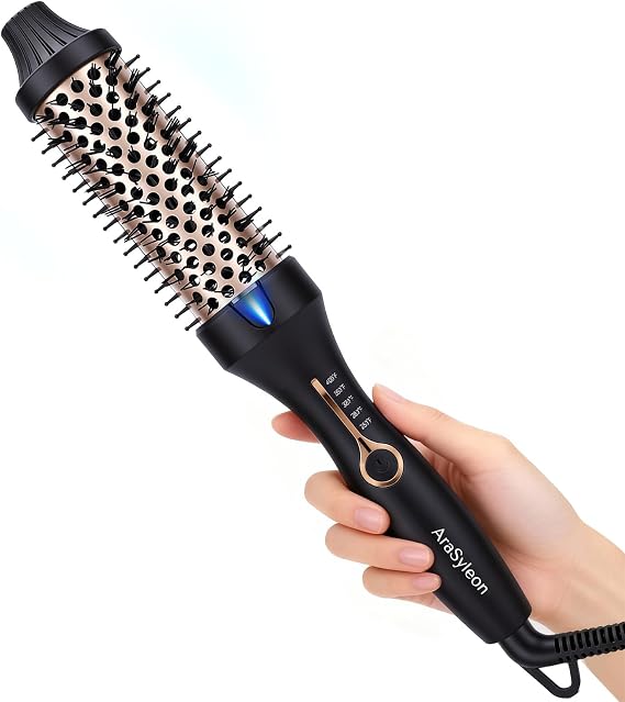 Thermal Brush 1.5" Negative Ions Heat Round Brush for Blowout Look | Tourmaline Ceramic Coating Less Damage, Fast Heating, Efficiently Creates Voluminous Bouncy Shiny Curls