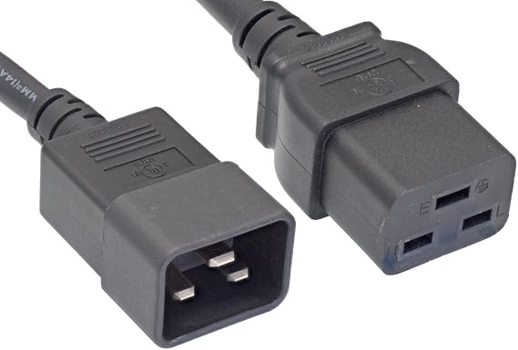 Cablelera AC Power Cord Extension, IEC320 C20 to IEC320 C19, 1' 12AWG, 20A, 250V (ZWACFGAB-01)