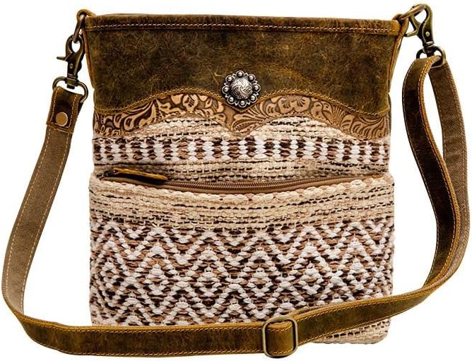 Myra Bag Aztec Purse for Women - Canvas Bag with Real Leather Detailing, Boho Handbags for Women, Cute Western Purse