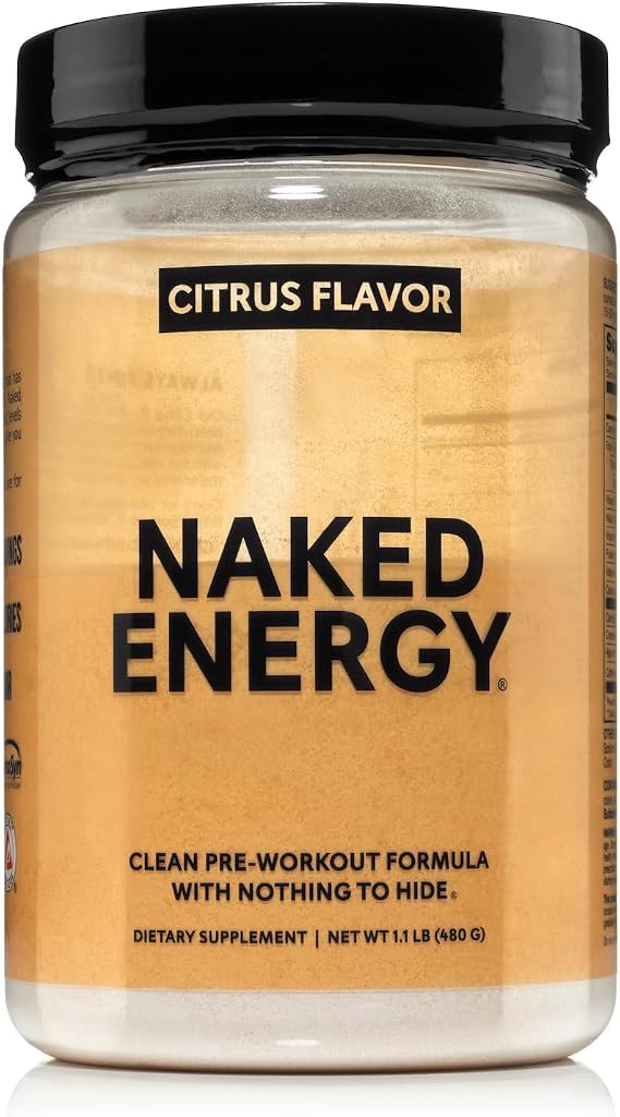 NAKED Citrus Energy - Citrus Flavored Clean Pre Workout Supplement for Men and Women, NSF Certified, Vegan Friendly, No Added Sweeteners, Colors Or Flavors - 30 Servings