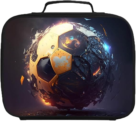 Soccer Lunch Box for Boys Kids,Sports School Lunch Bag for Students, Soccer Player Meal Carrier for Travel Picnic Back to School Supplies, Fits Most of Bento Box