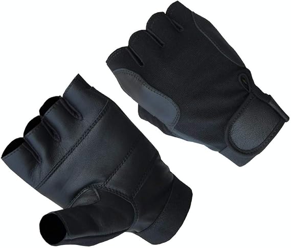A&H Apparel Mens Premium Genuine Lamb Fingerless Leather Driving Gloves