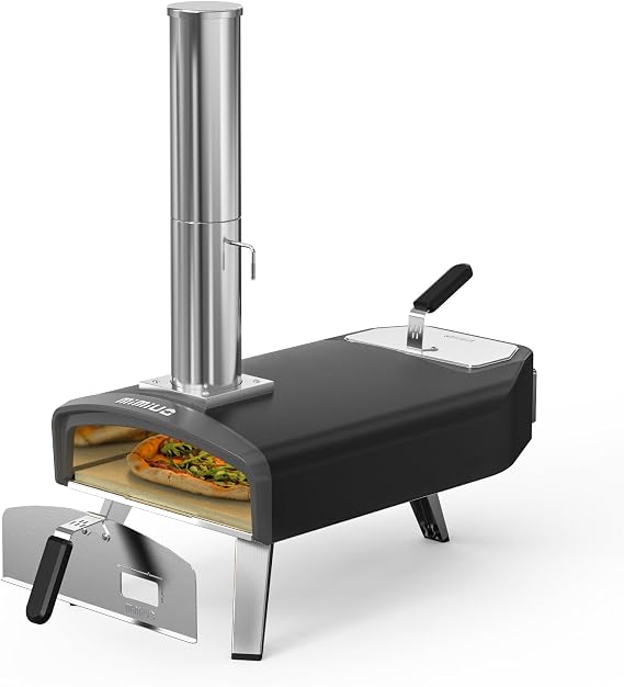 Mimiuo Upgraded Outdoor Wood Fired & Charcoal Pizza Oven, Black