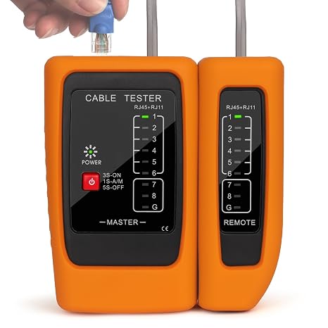Network & Ethernet Cable Tester, for RJ45/RJ11/RJ12 Network Cable