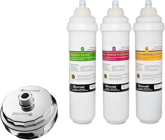 Brondell Circle Water Filtration System and VivaSpring Compact Shower Filter Bundle