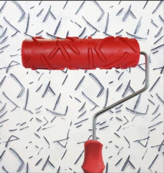 Greek Art 7" DIY Patterned Paint Roller Decorative Rubber Roller Decorative Art Roller Texture Roller with Plastic Handle - More Than 300 Patterns (Pattern Q5)