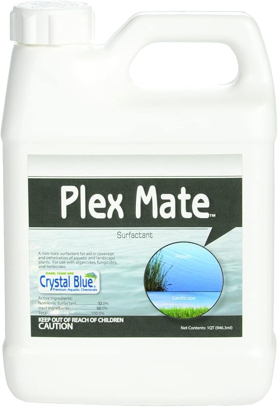 Plex Mate Aquatic Surfactant for Herbicides Quart- Non-Ionic, Increase Product Coverage, Increase Product Penetration, Increase Product Effectiveness