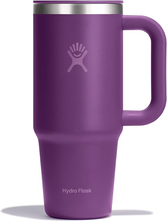 Hydro Flask Coffee Travel Tumbler Mug Insulated Stainless Steel, Leak Resistant Hot & Iced Coffee Cup 24 Oz Beachplum Purple