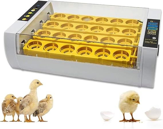 Egg Incubator, 24 Eggs Complete Intelligent Incubator, 360° Automatic Egg Turning Machine with Automatic Turning and Humidity Control, Fully Automatic Poultry Incubator, Egg Candler, Automatic