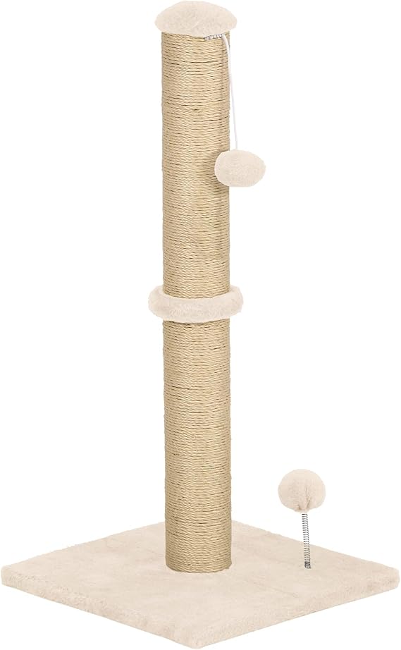 Cat Scratcher Deluxe Basic Kitten Scratching Post Kitten Tree with Floating Ball 22 Inches Suitable for Kittens or Small Cats Beige