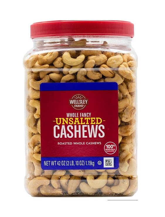 Wellsley Farms Whole Fancy Unsalted Roasted Cashews, 42 Oz
