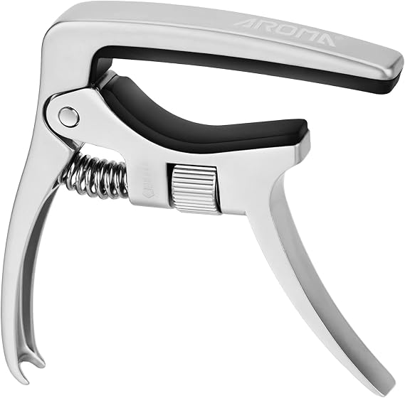 Aroma Professional Guitar Capo Adjustable Trigger Tension for 6 Strings Acoustic and Electric Guitars with Bridge Pins Puller