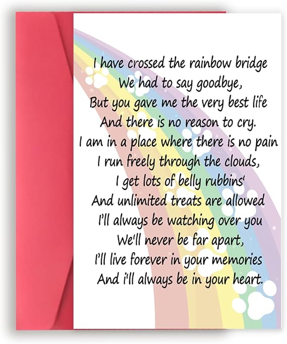 BENNLOOS Dog Loss Card for Dog Owner, Pet Loss Sympathy Card for Dog, Dog Sympathy Greeting Card for Friend Coworker, Rainbow Bridge Dog Condolence Card for Husband Wife