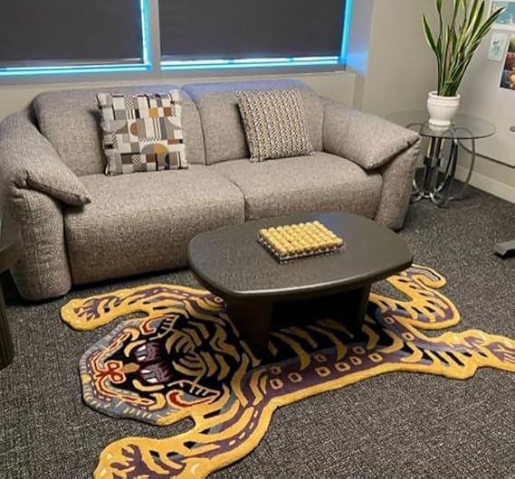 Tibetan Tiger Rugs Skin Shape Area Rugs for Resistant Carpet Handmade Tufted 100% Woolen Rugs Animal Carpet for Kid Room Bedroom by Modern Carpet