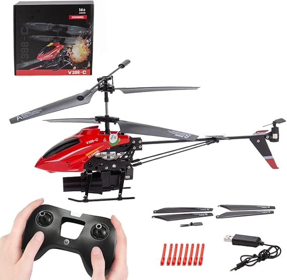 RC Helicopters for Adults, V398-C Missile Aircraft 2.4G 4CH Dual-Blade RC Helicopter With Adjustable Left/Right Hand Throttle (RTF Version)