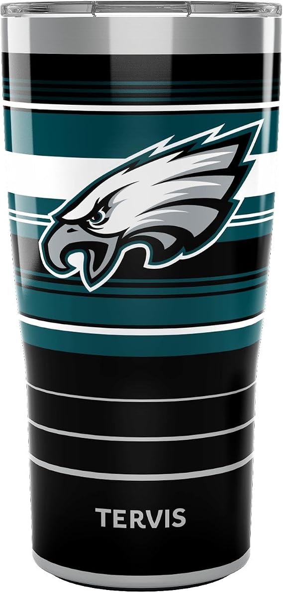Tervis Traveler NFL Philadelphia Eagles - Hype Stripes Triple Insulated Insulated Tumbler Travel Cup Keeps Drinks Cold & Hot, 20oz, Stainless Steel