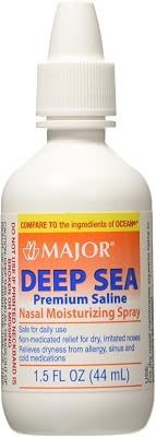 Major Pharmaceuticals Deep Sea Saline Generic for Ocean Nasal Moisturizing Spray, 8 Count,1.5 fl oz