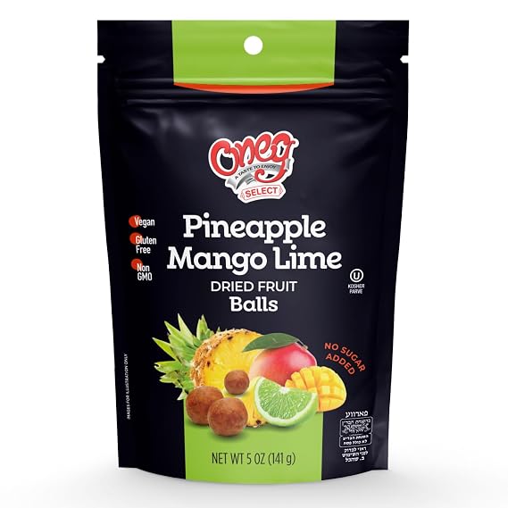 Oneg Dried Fruit Balls, 5oz Pack of Healthy Snacks Pineapple Mango Lime, Perfect Snacks for Kids Lunchbox or On the Go Snacking, Ideal Choice for Healthy Snack for Adults