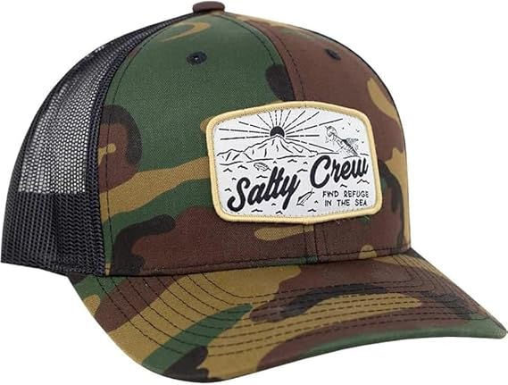 Salty Crew Men's Graphic Logo Retro Trucker Hat - Unisex Adjustable Baseball Hat for Adults - Premium Cotton