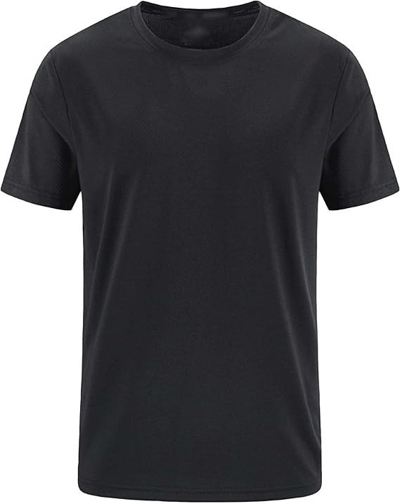 Men's Short Sleeved Quick Drying Classic Solid Ice Silk Round Neck T-Shirt Casual Breathable Crewneck Shirt